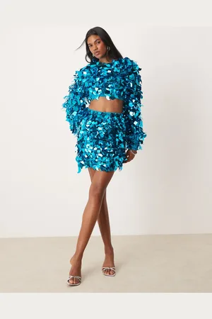 ASOS Embellished 3D sequin mini skirt co-ord in teal