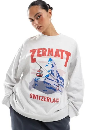 ASOS Oversized sweatshirt with Zermat print in ice marl