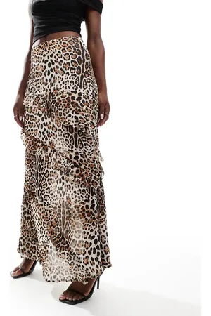 Finding Friday Leopard print frill midi skirt