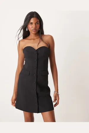 Y.A.S Tailored tux mini dress with button front in
