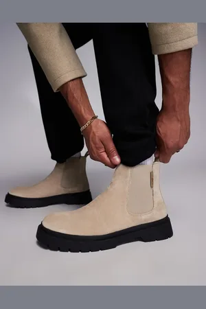 WALK LONDON Callum Chelsea boot in stone suede