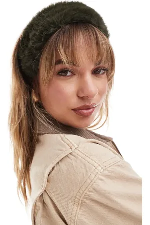 ASOS Faux fur headband in khaki