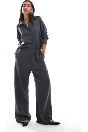 ONLY Wide leg pull on trousers co-ord in dark melange