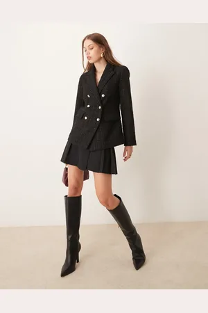 Y.A.S Y.A.S boucle double breasted longline blazer in