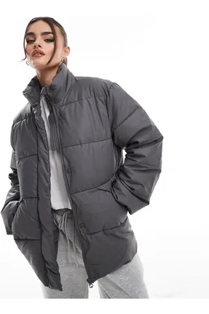 Pieces® Padded puffer coat with high neck in