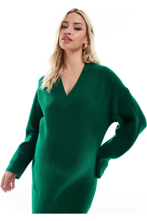 ASOS ASOS DESIGN Maternity knitted v neck midaxi dress in dark