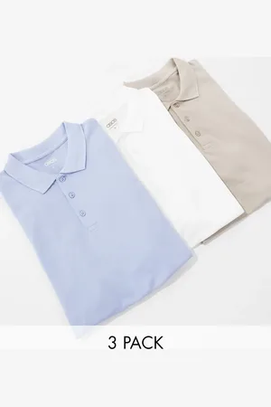 ASOS 3 pack pique polos in multiple colours