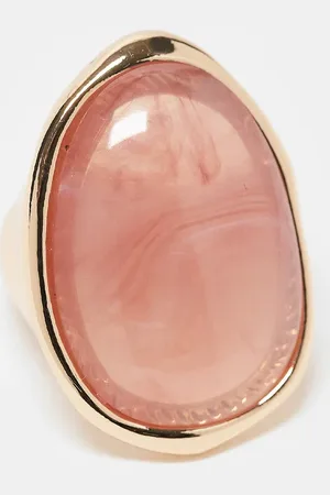 ASOS Ring with pink faux semi precious style stone in tone