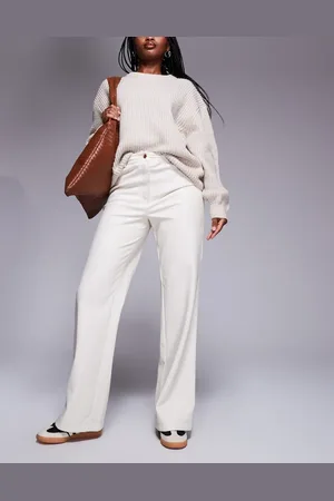 River Island Faux leather relaxed straight trouser in cream