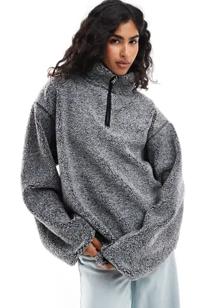 ASOS Oversized half zip borg fleece in marl