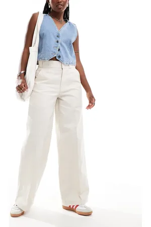 Dickies Grove hill wide leg trousers in off - exclusive to asos