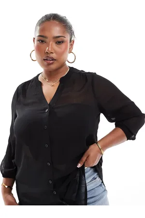 Yours Notch neck sheer crepe blouse in