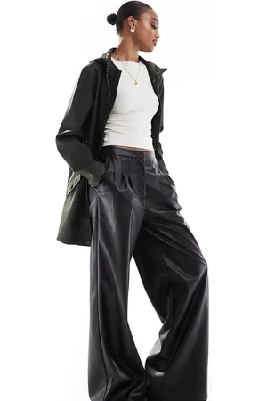 ASOS ASOS DESIGN Tall pleat detail faux leather trouser in