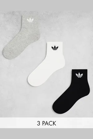 adidas 6-pack mid ankle sock in black, grey and white