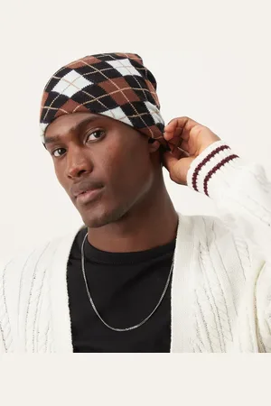 ASOS Skull beanie in argyle check
