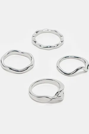 ASOS Pack of 4 rings with fine molten design in tone