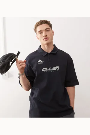 COLLUSION Polo football t-shirt in navy