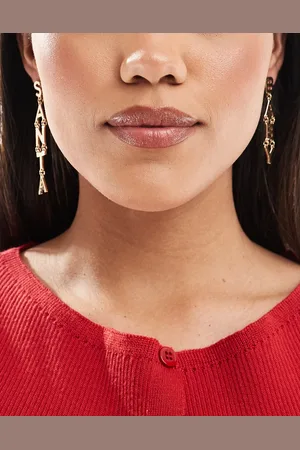 ASOS Christmas drop earrings with Santa Baby drop detail in tone