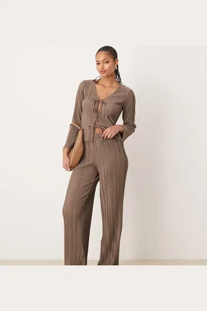 JDY Wide leg plisse trousers co-ord in