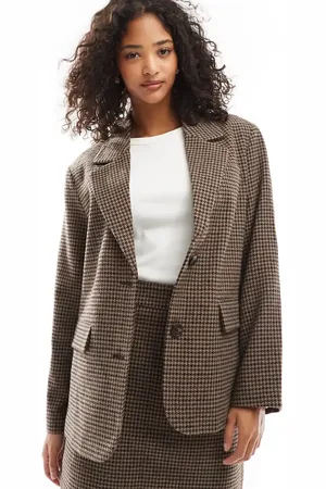 VERO MODA Oversized dad blazer co-ord in check