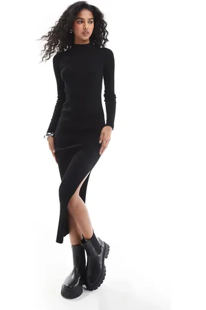 Stradivarius Knitted midi dress with side split in