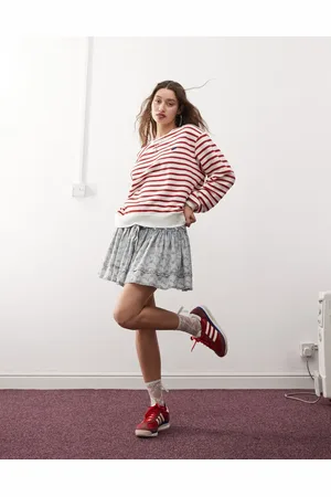 Noisy May Long sleeve heavyweight top in white and stripe