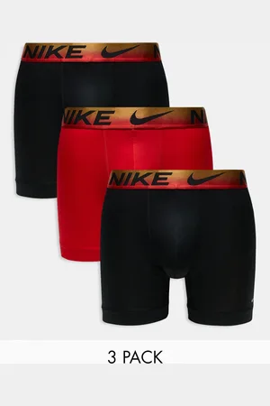 Nike Essential Microfibre 3 pack trunk in black/red