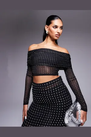 ASOS Hotfix off shoulder long sleeve top in