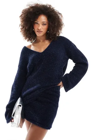 4th & Reckless Metallic tinsel v neck jumper co-ord in