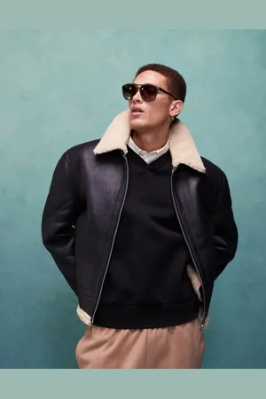 ASOS Oversized faux leather aviator jacket in