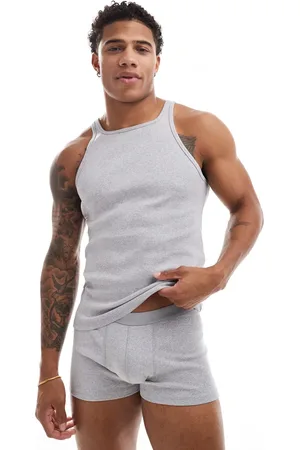 ASOS Rib vest and trunk underwear set in marl