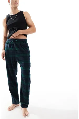 Hollister Nightwear long sleeve top & baggy trouser set in green check