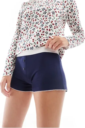 ASOS Mix & match short with exposed waistband and picot trim in