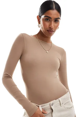 ASOS Seamless sculpting long sleeve crew neck bodysuit in mocha