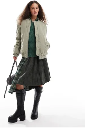 Emory Park Nylon zip through bomber jacket in khaki