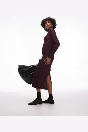 ARKET Plisse maxi dress in burgundy