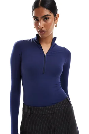ASOS Seamless sculpting long sleeve half zip bodysuit in