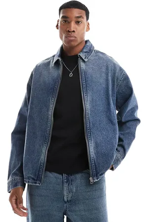 ASOS Co-ord boxy fit coach jacket in mid wash