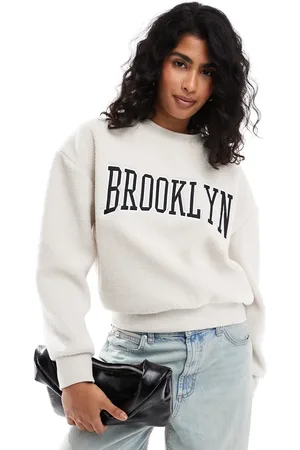 Brave Soul Borg print sweatshirt in cream