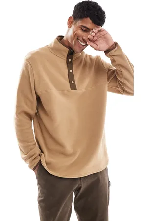 Brave Soul Funnel neck fleece with in tan