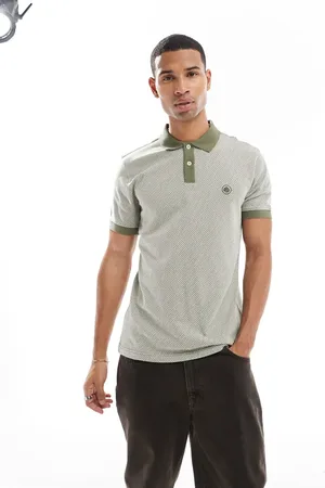 Pretty Green Jacquard polo in khaki