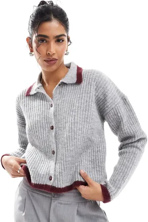 ASOS Button through knitted polo with contrast tipping in
