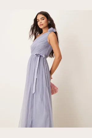 ANAYA One ruffle shoulder bridesmaid maxi dress in slate