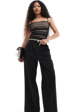 Miss Selfridge Tailored straight leg trouser in mono pinstripe