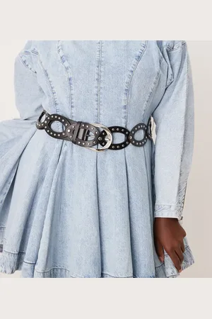 My Accessories Curve Studded oval belt in