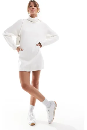 Cotton On Cotton On ultra luxe roll neck knit mini dress in porcelain marle