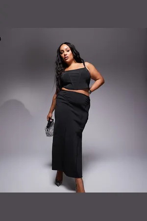ASOS ASOS DESIGN Curve co-ord bandage midi skirt with seams in