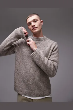 ARKET Relaxed fit wool blend textured sweater in beige