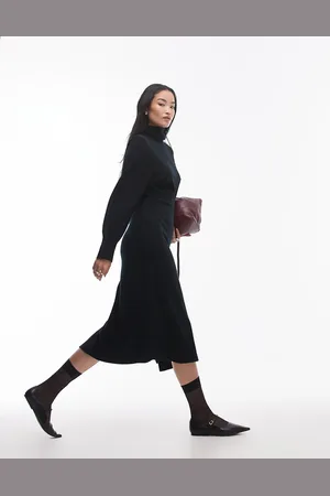 & OTHER STORIES Knitted wool midaxi dress with padded shoulders in