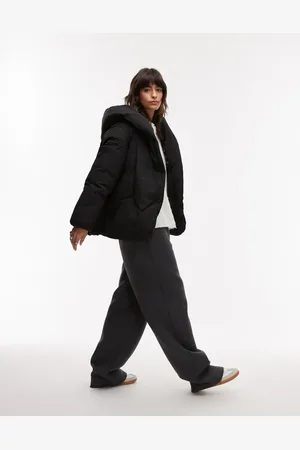 MANGO Oversized relaxed collar puffer coat in